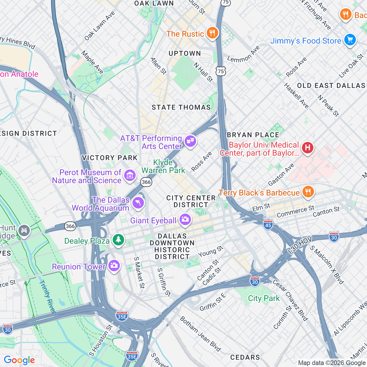 Sample retail map of DFW retail corridor with brand logos