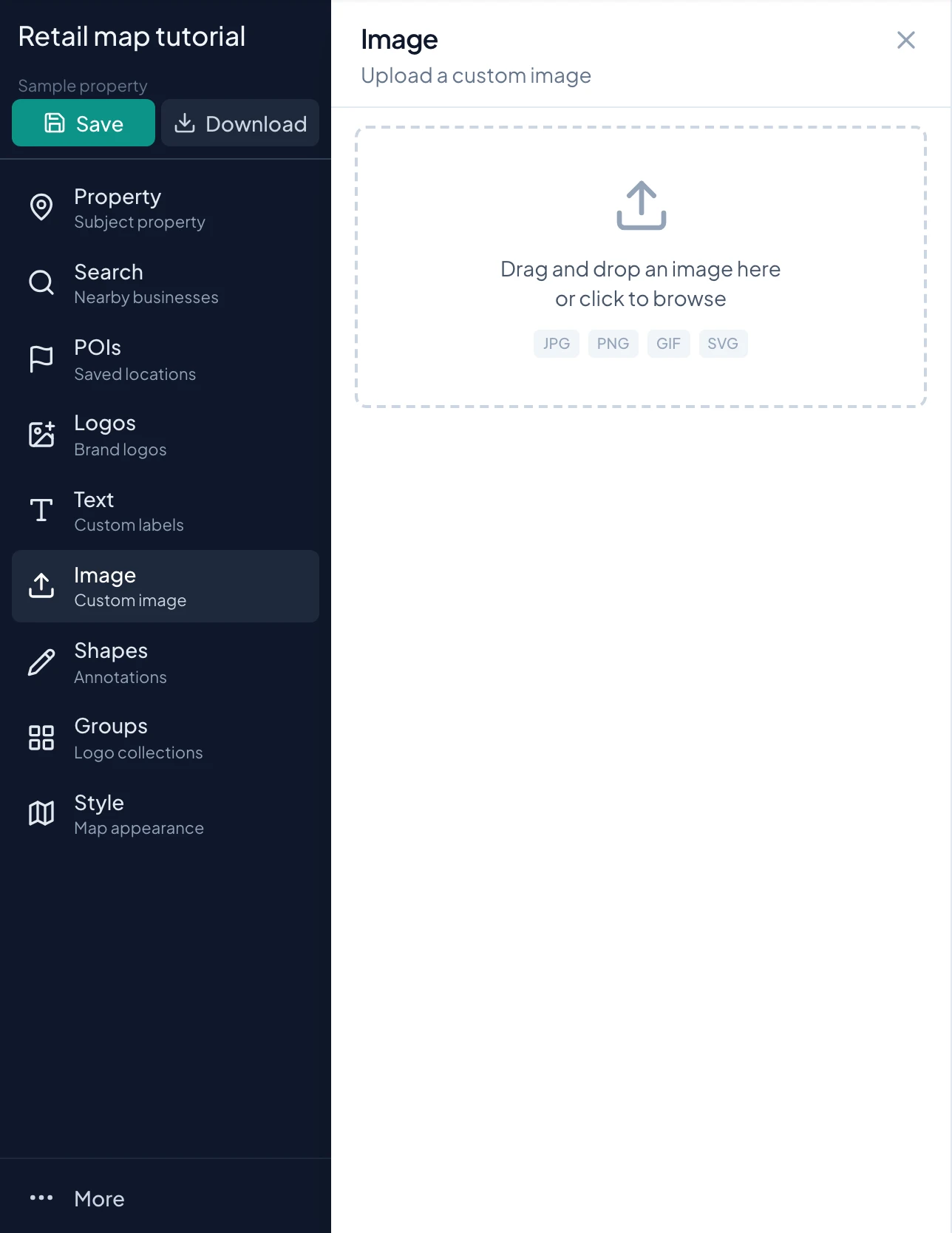 Editor controls for upload an image