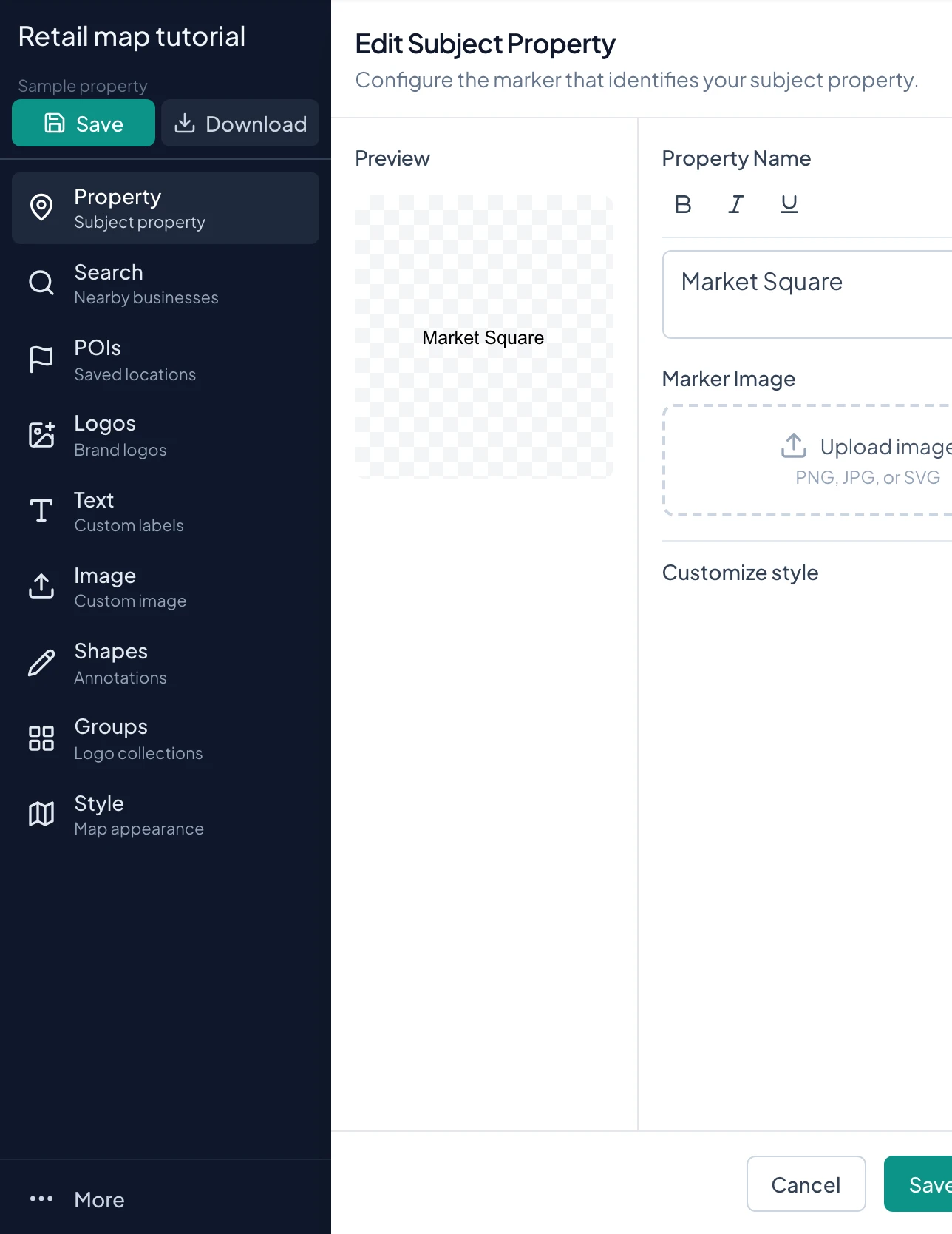 Editor controls for open property